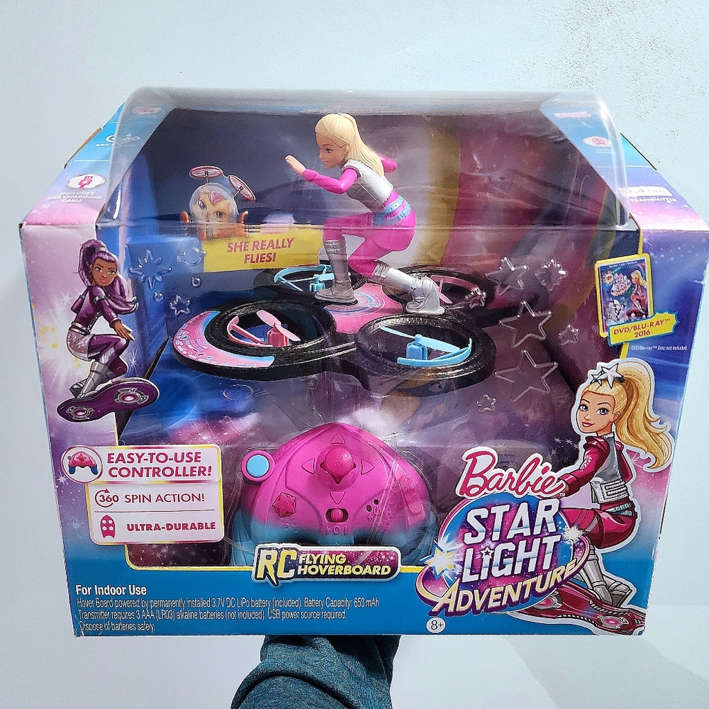 SHE REALLY FLIES! Barbie Star Light Adventure RC Flying  Board Mattel, RARE